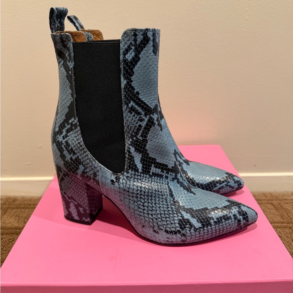 Paris Texas Blue Snakeskin Ankle Boots Size 38.5